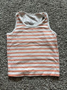 Kids Striped Peach & White Tank Top by June & January